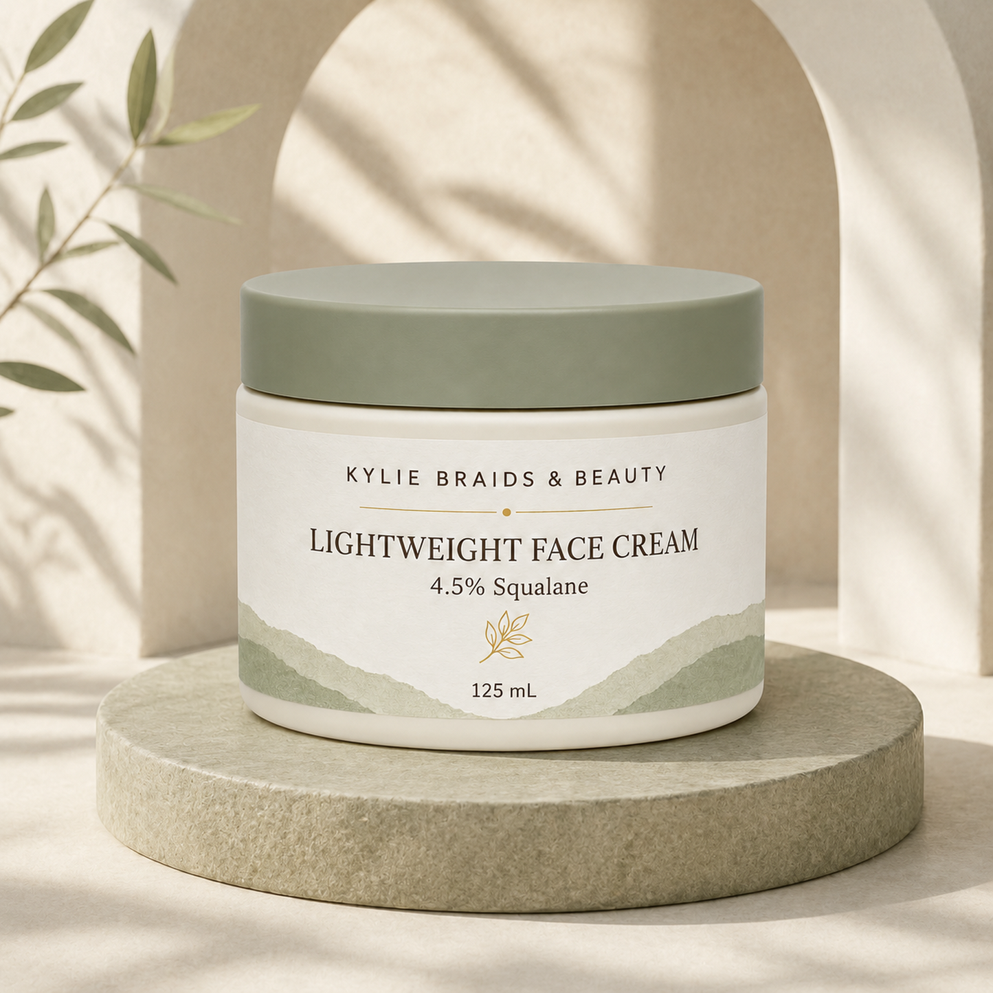 Kylie Braids & Beauty Lightweight Face Cream on pedestal