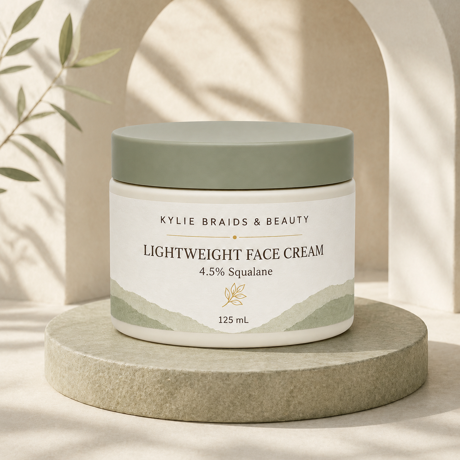 Kylie Braids & Beauty Lightweight Face Cream on pedestal