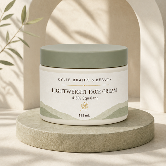 Kylie Braids & Beauty Lightweight Face Cream on pedestal