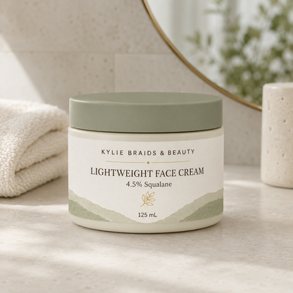 Kylie Braids & Beauty Lightweight Face Cream on bathroom vanity