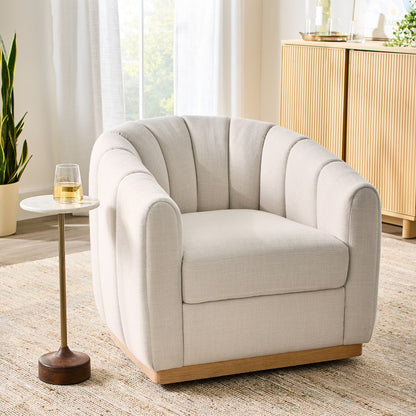 2026 NewBetter Homes & Gardens Lillian Accent Swivel Chair, Cream Linen