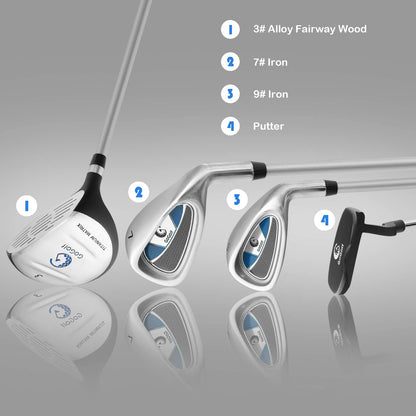 Junior Complete Golf Club Set for Age 8 to 13, Includes 3# Fairway Wood, 7# & 9# Irons, Putter