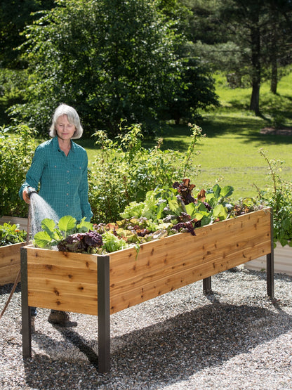 EcoStained Self-Watering Raised Planter Box with Aluminum Legs, Cedar/Cypress, 96   x24   x29
