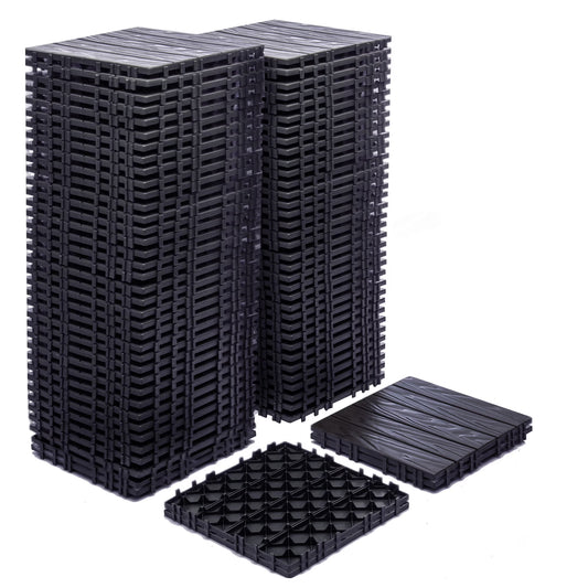 76 - Pack Plastic Interlocking Deck Tiles - 68.80 Sq.ft Outdoor Plastic Flooring Super Durable & Waterproof All
