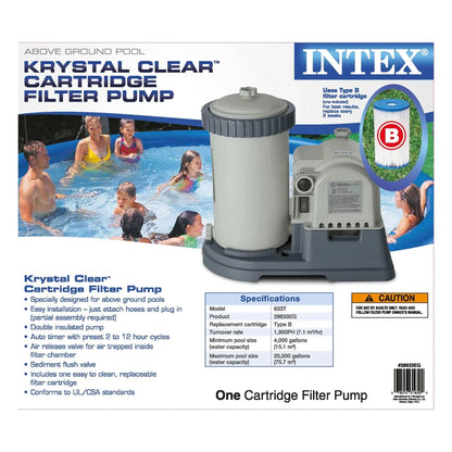 2026 NewIntex Krystal Clear 2500 GPH Swimming Pool Filter Cartridge Pump With Timer