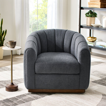 2026 NewBetter Homes & Gardens Lillian Accent Swivel Chair, Cream Linen