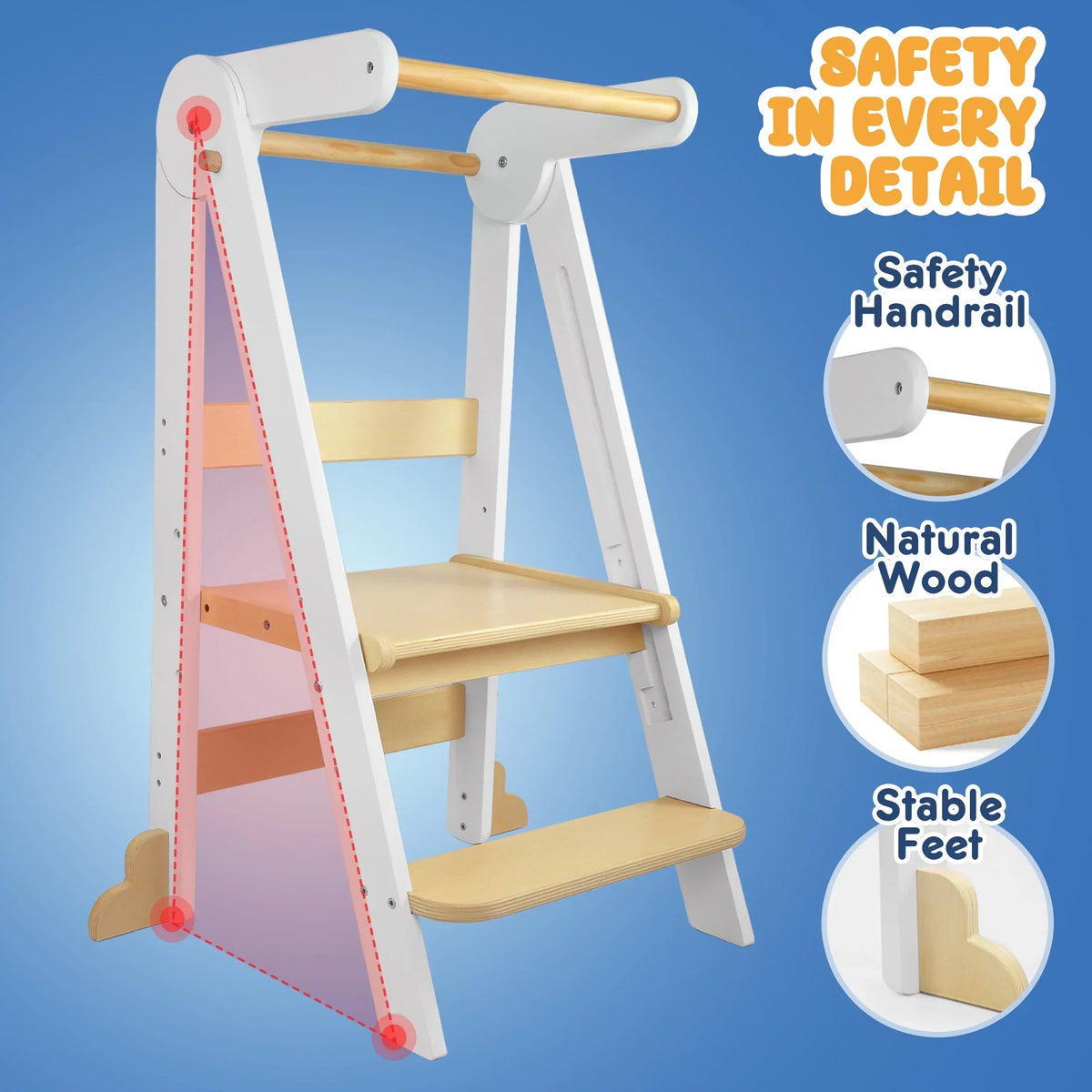 2026 NewHARPPA Foldable Toddler Kitchen Tower, Standing Tower for Kids Age 1.5-6 Years, White