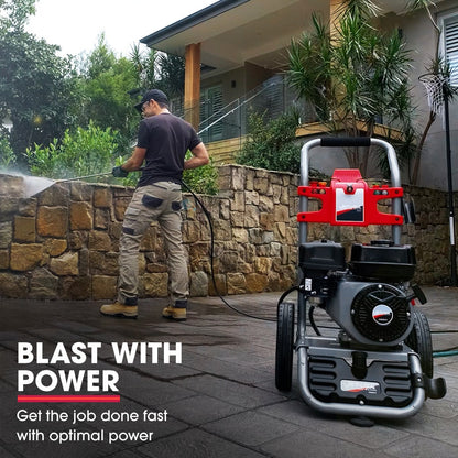 JET-USA 4800PSI Petrol Powered High Pressure Washer, w/ 30m Hose and Drain Cleaner - CX630
