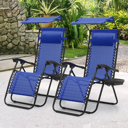 2026 NewMoNiBloom Zero Gravity Chairs Set of 2, Folding Outdoor Patio Beach Recliner with Canopy Shade & Headrest, Black