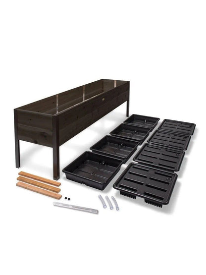 EcoStained Self-Watering Raised Planter Box with Aluminum Legs, Cedar/Cypress, 96   x24   x29