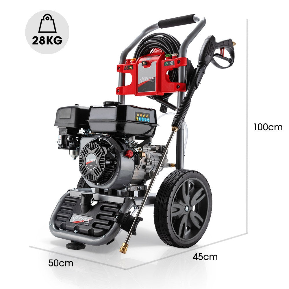 JET-USA 4800PSI Petrol Powered High Pressure Washer, w/ 30m Hose and Drain Cleaner - CX630