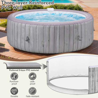2026 NewRound Hot Tub Surround Furniture, Spa Surround Outdoor Rattan Sectional Sofa Set with Mini Sofa, Solid Acacia Wood Hot Tub Storage Surround Patio Furniture Set, Gray Cushion