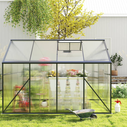 2026 NewAsofer 6' x 4' Greenhouse for Outdoors, Aluminum Walk-in Green Houses shed with Rain Gutter and Roof Vent for Backyard