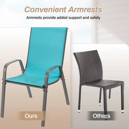 2026 NewArlopu 8Pcs Patio Dining Chairs Outdoor Stackable Armrest Chairs for Lawn Garden Backyard