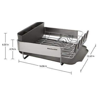 2026 NewKitchenaid Stainless Steel Wrap Compact Dish Rack in Satin Gray