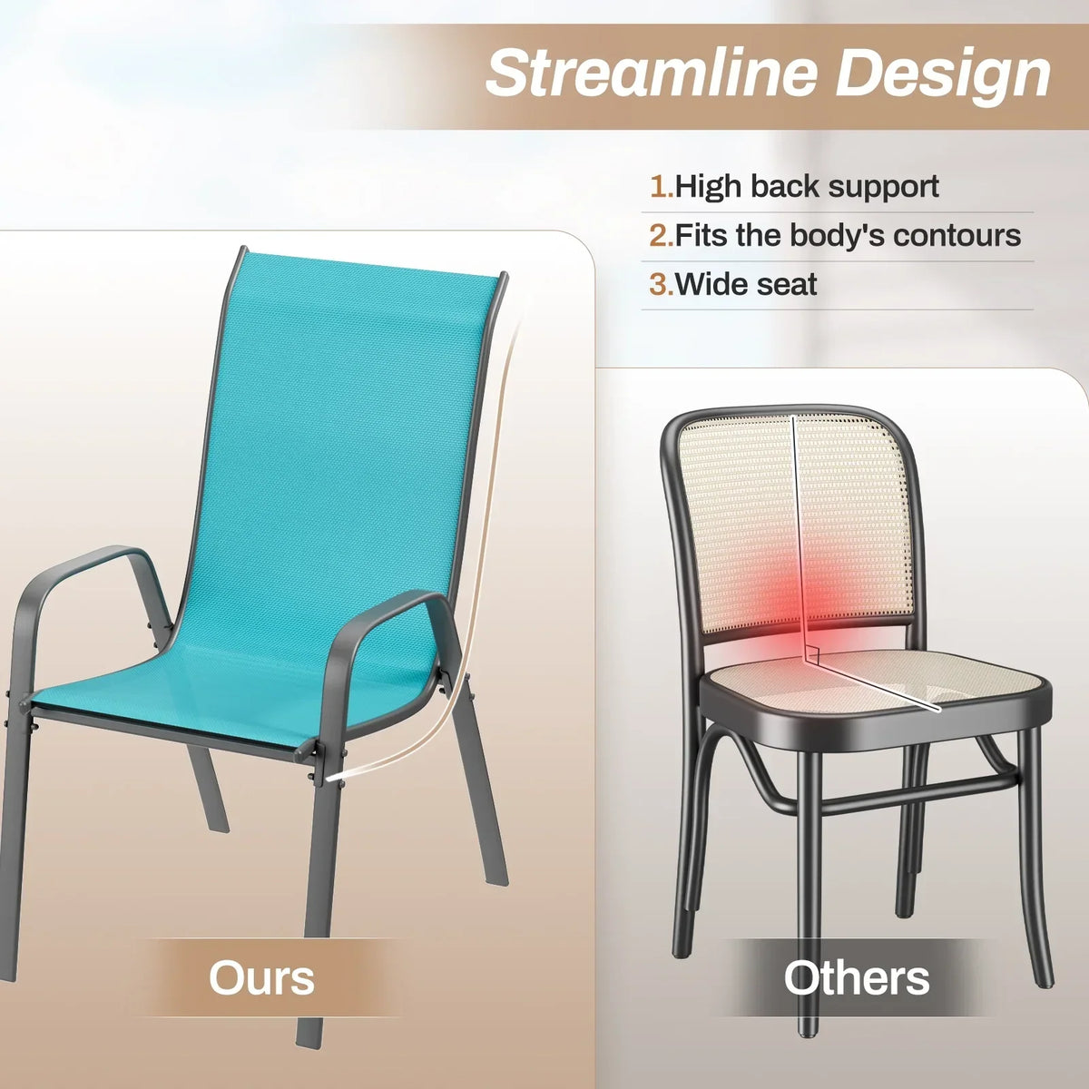 2026 NewArlopu 8Pcs Patio Dining Chairs Outdoor Stackable Armrest Chairs for Lawn Garden Backyard