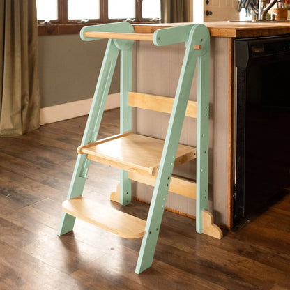 2026 NewHARPPA Foldable Toddler Kitchen Tower, Standing Tower for Kids Age 1.5-6 Years, White