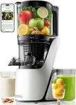 Canoly C16 Cold Press Juicer 6" Extra Wide Feed Chute 3 IN 1 Strainers AC Brushless Motor, Pearl White