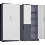 SOLAURA 71" Metal Garage Storage Cabinet with Locking Doors and Adjustable Shelves for Home, Office(Black), Light Gray & Dark Gray