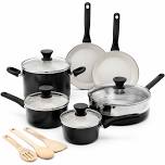 16 Piece Ceramic Nonstick Cookware Set Black Pots and Pans Set with Lids Durable Kitchen Cooking Set