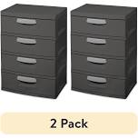 Sterilite 4 Drawer Unit, Durable Plastic Storage Solution for Garages and Basements, Dark Gray, Flat Gray / 2 Pack