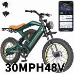 3000W(Peak) Motor 35MPH SMARTRAVEL ST202 Electric Dirt Bike for Adults, 52V50AH Dual Battery Ebike, 92+ Miles Range, ZM22 1200W Green