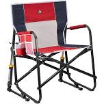 GCI Outdoor Freestyle Rocker XL Oversized Foldable Rocking Camp Chair, Pewter, Red White Blue / 2 Pack