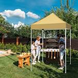 EAGLE PEAK 5x5 Pop up Canopy Tent Instant Outdoor Canopy Easy Set - up Straight Leg Folding Shelter(blue), Beige