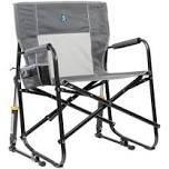 GCI Outdoor Freestyle Rocker XL Oversized Foldable Rocking Camp Chair, Pewter, Indigo / 2 Pack