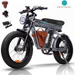 3000W(Peak) Motor 35MPH SMARTRAVEL ST202 Electric Dirt Bike for Adults, 52V50AH Dual Battery Ebike, 92+ Miles Range, ZM21 48V Gray